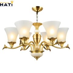 Đèn chùm đồng nguyên chất  Pract 6 bóng
