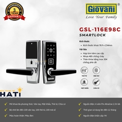 Khóa vân tay cửa gỗ Giovani GSL-116E98C màu đen