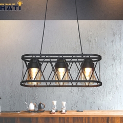 Đèn thả khung elip 3 chao thủy tinh