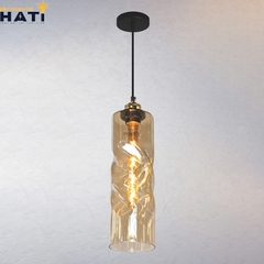 Đèn thả đơn thủy tinh chao trà hình trụ xoắn