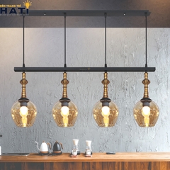 Đèn thả ngang 4 chao thủy tinh thẳng hàng