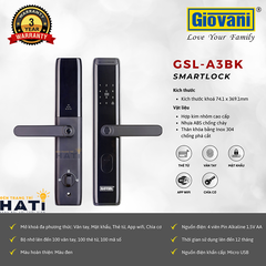 Khóa vân tay cửa gỗ Giovani GSL-A3BK