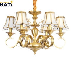 Đèn chùm đồng nguyên chất Tious 6 bóng