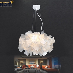 Đèn thả led lá hình đám mây, họa tiết châm bi