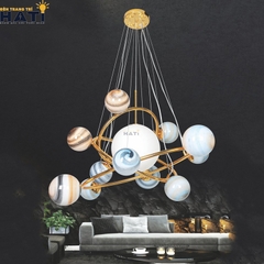Đèn thả dây tùy chỉnh hệ mặt trời + 12 tiểu hành tinh
