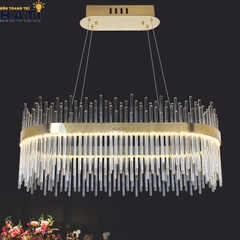 Đèn thả pha lê dạng ngang, thanh thẳng cao thấp