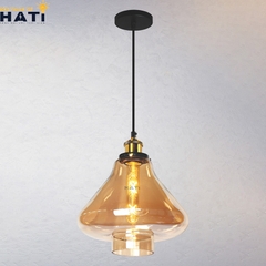 Đèn thả đơn thủy tinh chao trà hình bầu