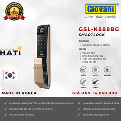 Khóa vân tay cửa gỗ Giovani GSL-K888BG màu đen vàng