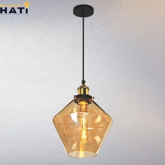 Đèn thả đơn thủy tinh chao trà hình thoi