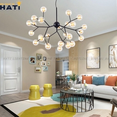 Đèn thả decor Agus 27 chao, khung đen