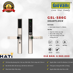 Khóa vân tay cửa nhôm kính  Giovani GSL-586G màu vàng