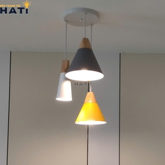 Đèn thả combo 3 hình nón đui gỗ