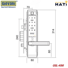 Khóa vân tay cửa gỗ Giovani GSL-F66 màu đen