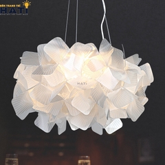 Đèn thả led lá hình đám mây, họa tiết châm bi