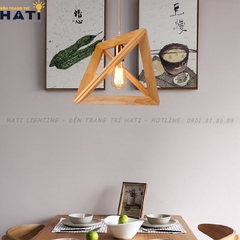 Đèn thả decor tam giác gỗ