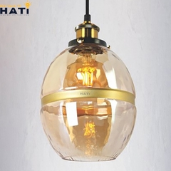 Đèn thả đơn thủy tinh chao trà hình bầu dục