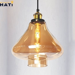Đèn thả đơn thủy tinh chao trà hình bầu