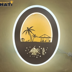 Đèn tường led họa tiết cây dừa, ngôi nhà trên bãi biển