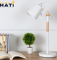 Đèn bàn gỗ hiện đại đọc sách màu trắng