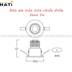 Đèn âm trần chiếu điểm Juno 3w