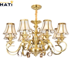 Đèn chùm đồng nguyên chất Tious 8 bóng