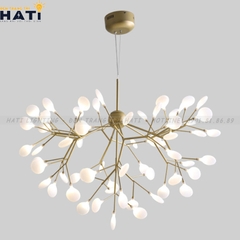 Đèn thả decor Hera 63 lá thân vàng chao đục