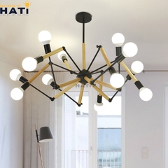 Đèn thả bộ nhện thân gỗ 12 bóng - HTB 325G/12