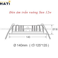 Đèn âm trần vuông Moon 12w