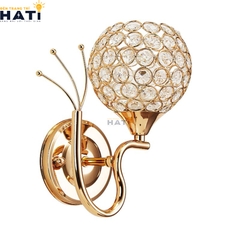 Đèn vách cầu pha lê xi vàng bóng VTN001