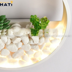 Đèn tường led sỏi đá và cây khung trắng