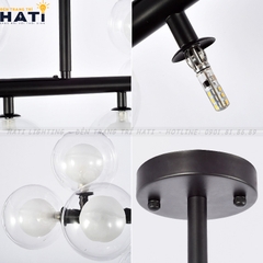 Đèn thả decor Edwin ngang 16 bóng