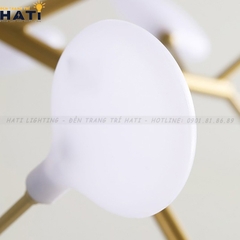 Đèn thả decor Hera 63 lá thân vàng chao đục