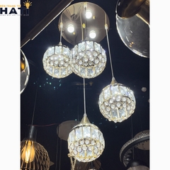Đèn thả pha lê 4 chao hình tròn