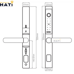 Khóa vân tay cửa nhôm kính  Giovani GSL-K511S màu đen