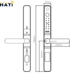 Khóa vân tay cửa nhôm kính  Giovani GSL-K276S màu bạc