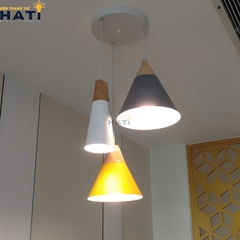 Đèn thả combo 3 hình nón đui gỗ
