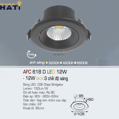 Đèn âm trần Anfaco AFC 618 màu trắng - đen 3w - 5w - 7w -12w