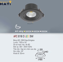Đèn âm trần Anfaco AFC 618 màu trắng - đen 3w - 5w - 7w -12w