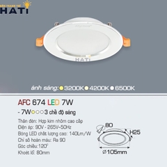 Đèn âm trần Anfaco AFC 674 viền bạc 7w - 9w - 12w