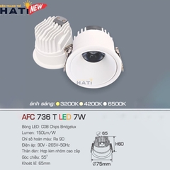 Đèn âm trần Anfaco AFC 736 màu trắng - đen 7w - 9w - 12w