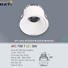 Đèn âm trần Anfaco AFC 736 màu trắng - đen 7w - 9w - 12w