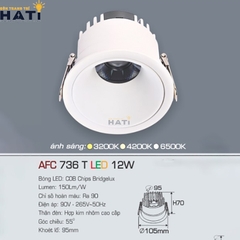 Đèn âm trần Anfaco AFC 736 màu trắng - đen 7w - 9w - 12w