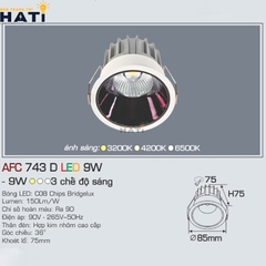 Đèn âm trần Anfaco AFC 743 màu trắng - đen 9w - 15w