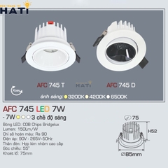 Đèn âm trần Anfaco AFC 745 màu trắng - đen 7w - 12w