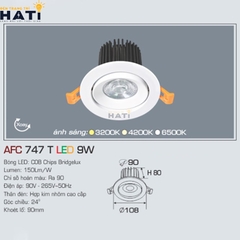 Đèn âm trần Anfaco AFC 747 màu trắng - đen 9w - 12w