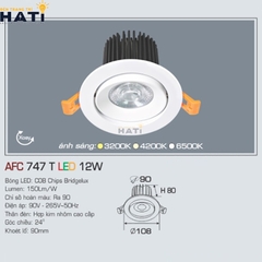 Đèn âm trần Anfaco AFC 747 màu trắng - đen 9w - 12w