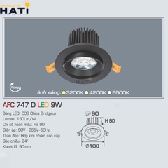 Đèn âm trần Anfaco AFC 747 màu trắng - đen 9w - 12w