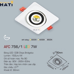 Đèn âm trần Anfaco AFC 756 góc chiếu 21 độ