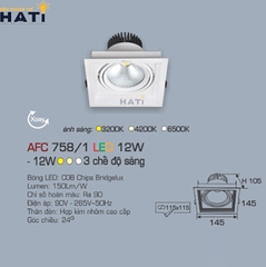 Đèn âm trần Anfaco AFC 758 góc chiếu 24 độ