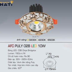 Đèn âm trần Anfaco AFC PULY 02 sử dụng bóng LED COB Bridgelux